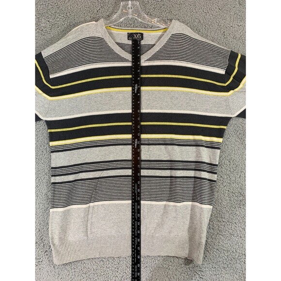 Men's (XXL) XG Cotton Striped Gray Yellow Black Longsleeve Sweater - Picture 10 of 13